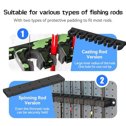 Fishing Wood Grain Rod Holder for Garage Fishing Pole Rack Vertical Wall-Mounted Stores 6 Rods or Combos Fits Most Rod Diameters Vertical 1 Pair - color: Wood Grain Vertical 1 pair