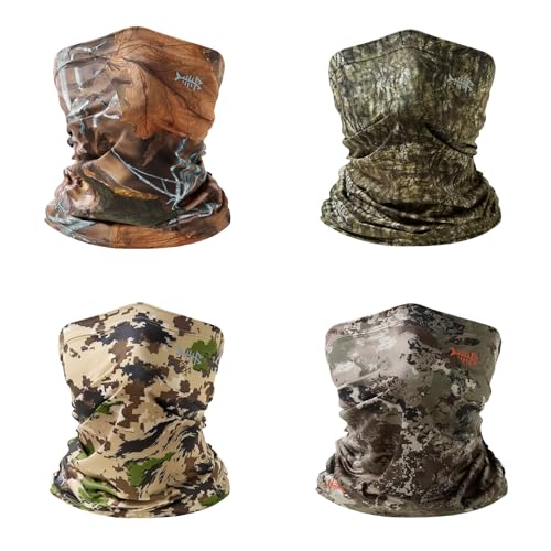 BASSDASH 4 Pack UPF 50+ UV Protection Neck Gaiter Sun Protector for Fishing Hunting Kayaking Hiking Cycling Outdoor - color: Collection E