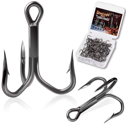 Dovesun Fishing Treble Hooks Outward-Angled Point 3X Strong Professional V Triple Fishing Hooks for Saltwater and Freshwater 50PCS Size #10#8#6#4#2 - size: #2 * 50PCS