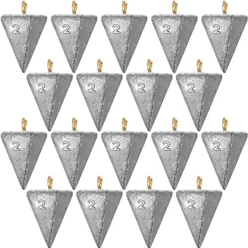 Shimeyao 18 Pieces Pyramid Sinkers Fishing Weights Triangle Fishing Sinkers Rig Pyramid Sinker for Ocean Saltwater Surf Bass Casting Gear Tackle - size: 2 oz