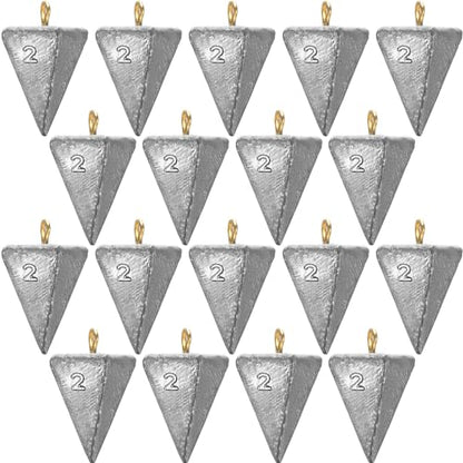 Shimeyao 18 Pieces Pyramid Sinkers Fishing Weights Triangle Fishing Sinkers Rig Pyramid Sinker for Ocean Saltwater Surf Bass Casting Gear Tackle - size: 2 oz