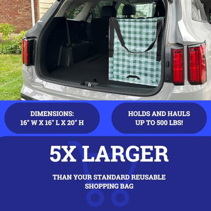 DURASACK Heavy Duty Storage Tote Bag 22-Gallon, Gingham Green, Pack of 4 | Rugged Woven Polypropylene Moving Bag, Reusable Self-Standing Design, Holds up to 500 Pounds - color: Gingham Green, size: Pack of 4