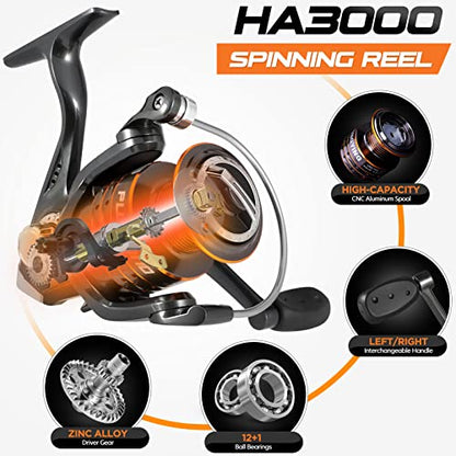 PLUSINNO Fishing Rod, Telescopic Fishing Rod and Reel Combo, Collapsible Travel Fishing Pole Rod Starter Kit, Carbon Fiber Fishing Rods and 12 +1 Bearings Stainless Steel, Fishing Gifts for Men Adults - color: Full Kit with Carrier Case, size: 2.4m 7.87ft
