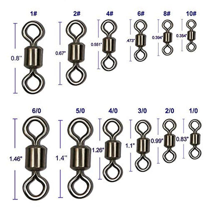 Rolling Barrel Fishing Swivel Black Nickle Fishing Hook Line Connector Fishing Tackle Accessories 30LB to 335LB 50-100pcs - size: 100pcs 3/0