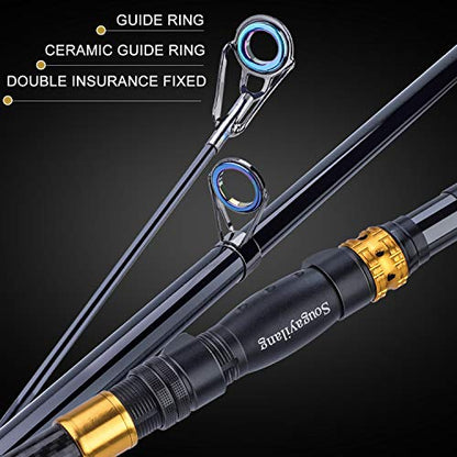 Sougayilang Fishing Rod Reel Combos Carbon Fiber Telescopic Fishing pole with Spinning Reel for Travel Saltwater Freshwater Fishing - color: Fishing Full Kits with Carrier Case, size: 7.87 ft