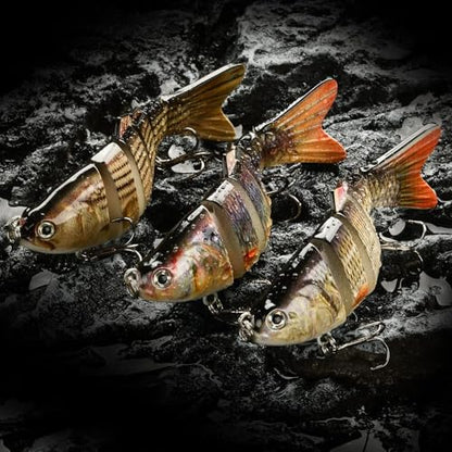 HADORAM Lure Slow Sinking Glide Bait with Fur Tail Lifelike Fishing Tackle for Trout Shad Bass Musky - color: 3.9in-3Pcs