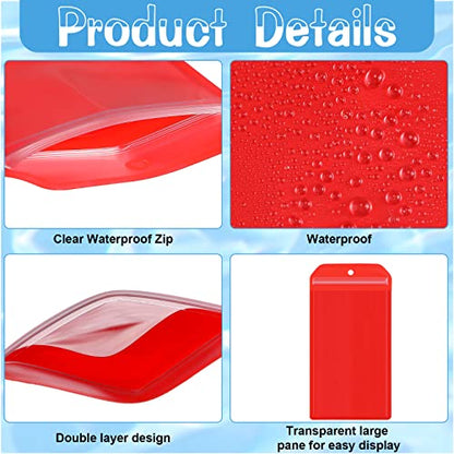 Geyee 6 Pack Fishing Hunting License Holder Waterproof Fluorescent Orange ID Holder with 6 Bronze Safety Pins Heavy Duty for License Permit Protection Hunting Deer Season Supplies(Vertical) - color: Red, style: Vertical