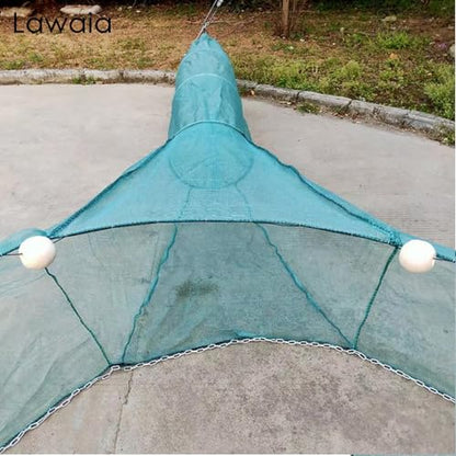 Lawaia Shrimp Nets for Shrimping Fish Trap Portable Crawfish Trap Collapsible Minnow Fishing River Net Trawl Fishing Cage Accessories with Float and Chain Small Mesh 2M/3M/4M/5M/6M/8M/10M - size: 2x0.6x1.5