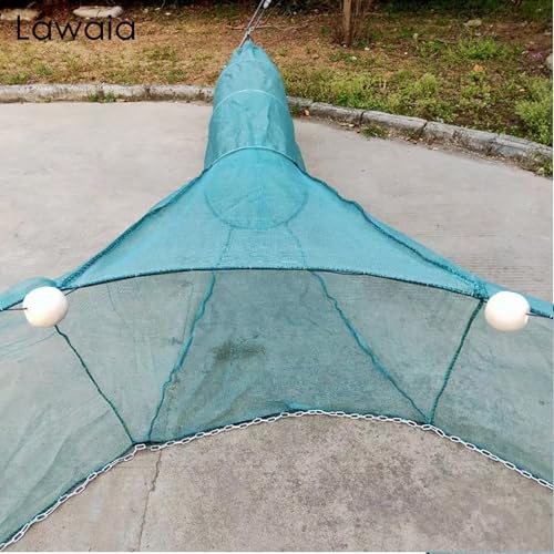 Lawaia Shrimp Nets for Shrimping Fish Trap Portable Crawfish Trap Collapsible Minnow Fishing River Net Trawl Fishing Cage Accessories with Float and Chain Small Mesh 2M/3M/4M/5M/6M/8M/10M - size: 3x1x2