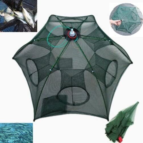 Fishing Net Portable and Foldable Umbrella Fishing Bait Net - Easy to Use Fishing Tool for Crayfish,Shrimp,Crab, Catfish - color: 6 Holes