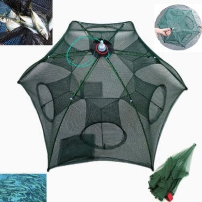Fishing Net Portable and Foldable Umbrella Fishing Bait Net - Easy to Use Fishing Tool for Crayfish,Shrimp,Crab, Catfish - color: 6 Holes
