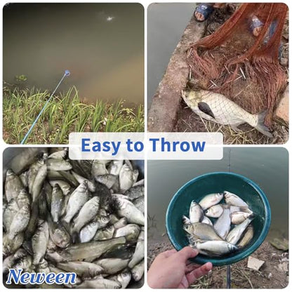Neween Cast Net, American Saltwater Cast Nets for Fishing, 3ft-10ft Radius Casting Net for Bait Fish, 3/8 Inch Professional Grade Monofilament Throw Nets for Fishing Bait with Heavy Duty Sinker - size: 4 ft Radius, style: Tire Lines Cast Net