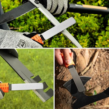 SHARPAL 181N Dual-Grit Diamond Sharpening Stone File | Garden Tool Knife Sharpener Coarse 325 / Extra Fine 1200 Grit, For Lawn Mower Blade, Axe, Hatchet, Hedge Shears - style: Paracord Handle with Leather Strop
