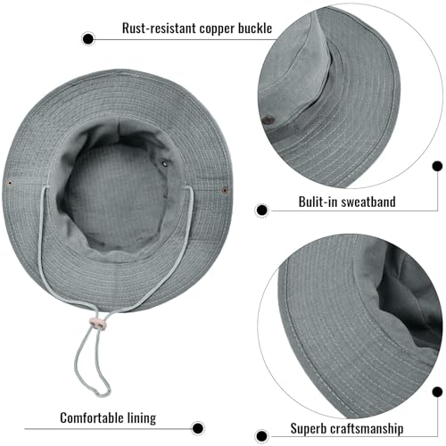 Sun Hats for Men Women Bucket Hat UPF 50+ Boonie Hat Foldable UV Protection Hiking Beach Fishing Summer Safari - color: 1pack-blueish Gray