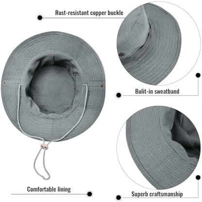 Sun Hats for Men Women Bucket Hat UPF 50+ Boonie Hat Foldable UV Protection Hiking Beach Fishing Summer Safari - color: 1pack-blueish Gray