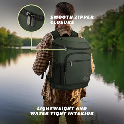 Mossy Oak MLF Fishing Cooler Backpack - Major League Insulated Leak Proof Beverage Coolers Bag - color: Olive