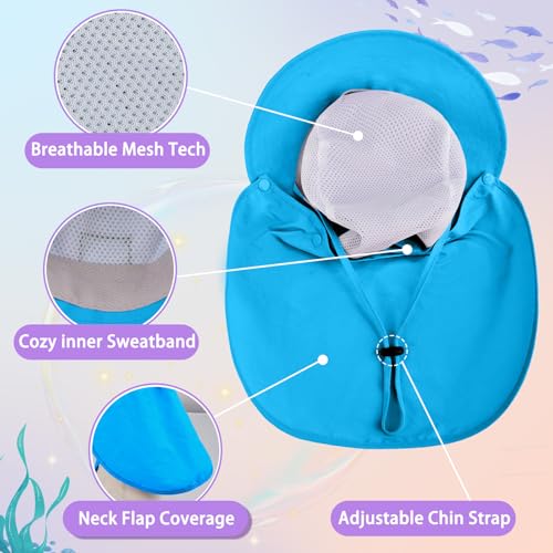 Kids Sun Hat with Detachable Neck Flap for Boys & Girls Wide Brim Fishing Hat for Kids Water Resistant UV Protection - color: 1 Pack-royalblue