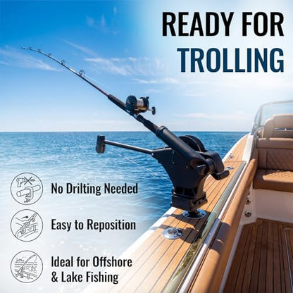 Gimbal Mount Aluminum Rod Holders Mount Marine Holder for Downriggers Boat Fishing Trolling Rod Support Heavy Duty Corrosion Resistant Secure Installation Offshore Use