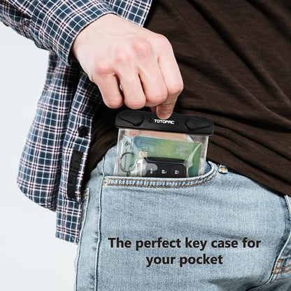 2Pack Waterproof Car Key FOB Case Floating Wallet Pouch for Remote Keys ID Credit Card Cash Money Submersible Dry Bag Holder (2, Transparent + Transparent) - color: Transparent + Transparent