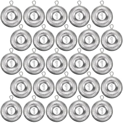 24 Pieces Fishing Disc Sinkers Weights Disc Sinker Fishing Sinkers Weights for Saltwater Catfishing Trolling Surf Tackle - size: 1 oz