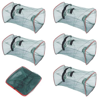 5 Pcs Fish Traps Net Foldable Crayfish Bait Minnow Traps for Bait Fish Portable with Rope Collapsible Lobster Shrimp Crawdad Crawfish Crab Trap Fishing Net Accessories