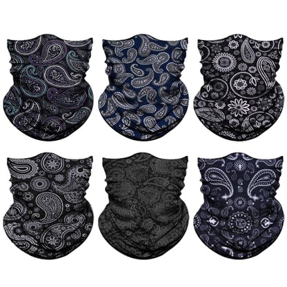 Neck Gaiter for Men Women Headwear Bandana Head Wrap Face Scarf Mask Cover Warmer Balaclava-Seamless & Versatile - color: A-black Paisley