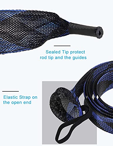 Rod Socks Fishing Rod Sleeve, Rod Covers for Spinning Baitcasting Rod Fishing Pole Covers with Elastic Strap
