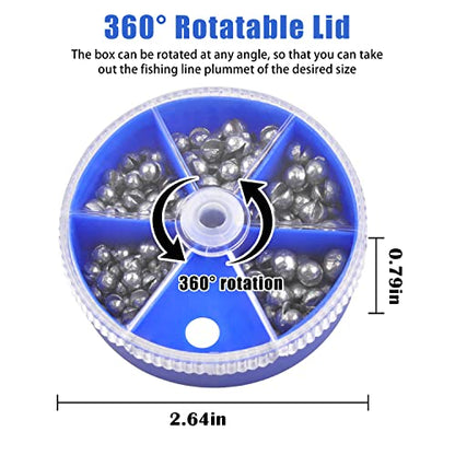 Split Shot Fishing Weights Sinkers 215PCS Fishing Weights and Sinkers Assortment Round Removable Fishing Sinkers Lead Weights Fishing - style: 215pcs - Blue Box