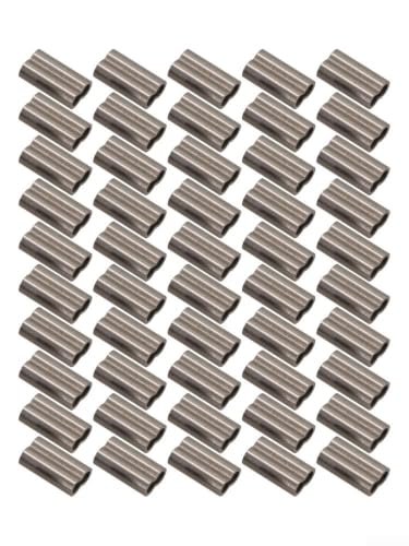 Double Crimps Sleeves, Copper, 50‑Pack (0.8‑2.0mm x 10mm) – Terminal Tackle Connectors for Nylon & Fluorocarbon Fishing Wire Leader Rig Making(1.2mm) - size: 1.2mm