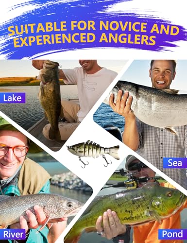 5PCS Realistic Multi Jointed Fishing Lures kit, Sharp Triple Hook Fishing Gear for Bass, Trout, Crappie, Walleye, Pike, Bluegill, Slow Sinking em Freshwater, Saltwater, THOUISLAND