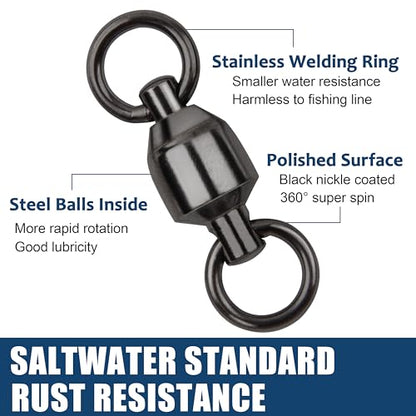 Ball Bearing Swivels Fishing Barrel Swivel, 20pcs Swivels Fishing Tackle High Strength Fishing Swivels Stainless Steel Solid Welded Ring Fishing Leader Lures Connectors for Salwater Freshwate Fishing - size: 0#_35lb_20pcs