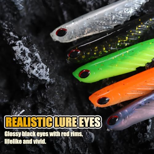 Fishing Soft Lures Paddle Tail Swim Baits Plastic Baits Crappie Walleye Trout Bass Fishing Baits for Jig Heads Saltwater/Freshwater 40PCS - color: Style A