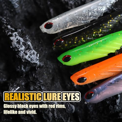 Fishing Soft Lures Paddle Tail Swim Baits Plastic Baits Crappie Walleye Trout Bass Fishing Baits for Jig Heads Saltwater/Freshwater 40PCS - color: Style A
