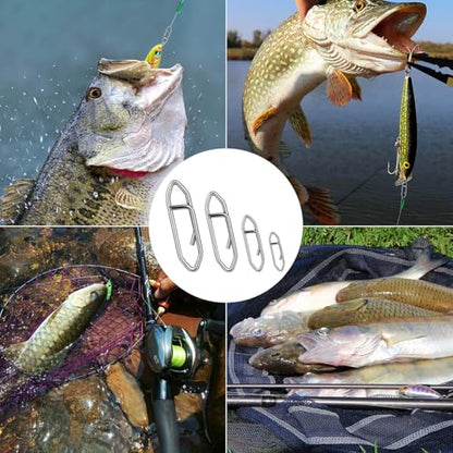 200 Pcs Fishing Power Speed Clips (S:120, M:50, L:20, XL:10), High Strength Stainless Steel Speed Clip for Fishing Lure Quick Change, Freshwater Saltwater Lure Connector Tackle - color: Silver