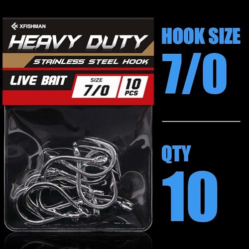 3X-Strong-Octopus-Hooks-Saltwater-Fishing-Circle-Hooks- Stainless Big Game Size 1-13/0 - size: 7/0 Pack of 10