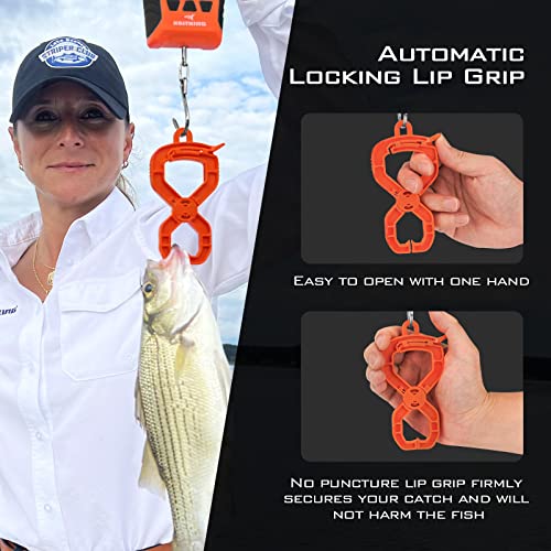 KastKing Fish Scale, WideView Floating Waterproof Digital Scale, 2.5” Large LCD Display, 110lb Capacity, Multi-Mode Pound/Ounces & Kilograms, Stores up to 9 Weights, Fishing Gifts for Men - color: B: Orange combo
