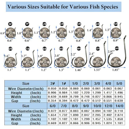 Catfishing Circle Hooks 50/100Pcs Octopus Fishing Circle Hooks Saltwater Freshwater for Catfish Bass Redfish 1/0 2/0 /3/0 4/0 5/0 6/0 7/0 8/0 9/0 10/0 12/0 14/0 - size: 100PCS 1/0