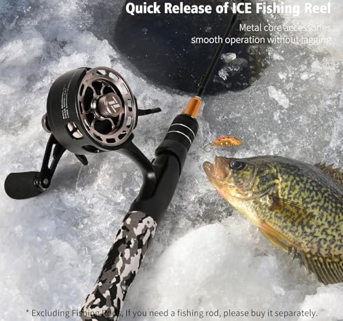 Pack of 1 Ice Fishing Reel Large Spool Diameter Inline Freespool Reel Wear-Resistant 31 BB Ice Fishing Gear for Sea Lake Pond Metal Spool - color: Black