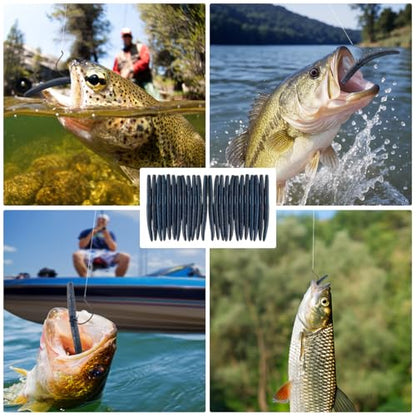 Senko Bait Soft Plastic Lures 5" Senkos 24 Pcs/100pcs for Wacky Rig Freshwater Fishing Green Pumpkin senko with Black Flake Pink Watermelon Double Color - style: Black Blue Flake