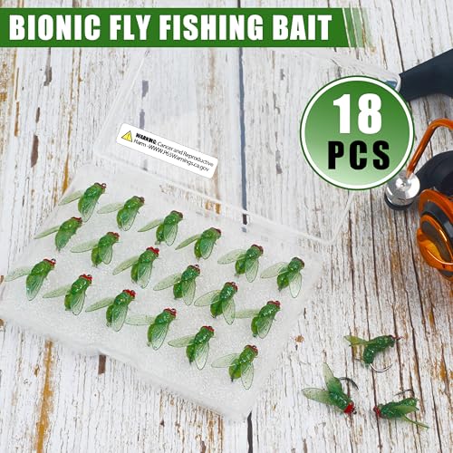 Bionic Fly Fishing Baits, Fly Fishing Flies Kit Trout Jigs Swimbaits Dry Flies Bionic Fishing Lures Fly Fishing Hook for Bass Panfish Trout - style: Green-18pcs
