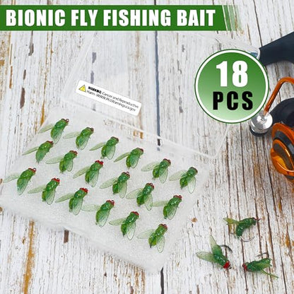 Bionic Fly Fishing Baits, Fly Fishing Flies Kit Trout Jigs Swimbaits Dry Flies Bionic Fishing Lures Fly Fishing Hook for Bass Panfish Trout - style: Green-18pcs