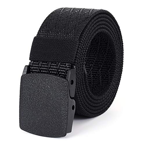 Mile High Life | Nylon Web Belt | Outdoor Military Belt | TSA Safe Buckle Plastic/Metal - color: 530black-navy-olive 3pc