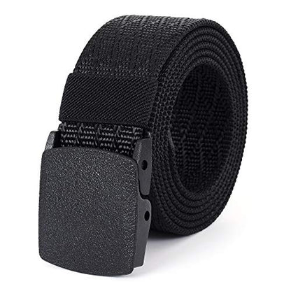 Mile High Life | Nylon Web Belt | Outdoor Military Belt | TSA Safe Buckle Plastic/Metal - color: Black 530 Cross