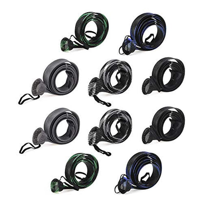 Leo 10 Pcs Rod Sock Sleeve Cover 190cm/74.8inches Braided Mesh Protector Pole Gloves Fishing Tools With Strap for Fly Spinning Casting Sea Rod