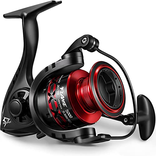Piscifun Flame Spinning Reels, Lightweight 9+1BB Ultra Smooth Spinning Fishing Reels, 19.8LBs Max Drag - color: Red, size: 5000