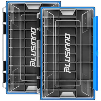 PLUSINNO Tackle Box Organizer, 1/2 Packs Waterproof Tackle Trays, Fishing Tackle Box with Removable Dividers, Fishing Box Tackle Trays and Terminal Tackle Storage - style: 3600-2 Pack