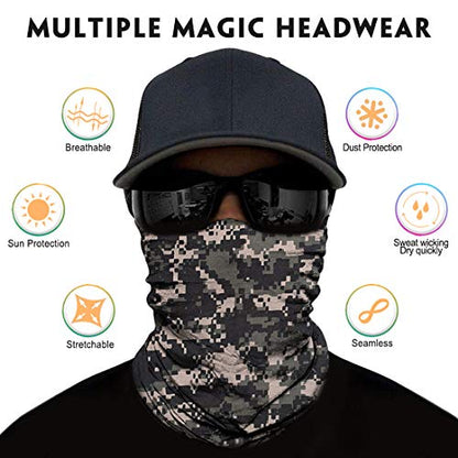 Neck Gaiter for Men Women Headwear Bandana Head Wrap Face Scarf Mask Cover Warmer Balaclava-Seamless & Versatile - color: B-camo 1