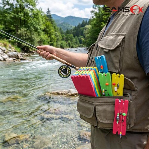 SAMSFX Fishing Leader Line Holder Foam Board Snelled Hook Keeper with Retaining Pins Accessories Pack of 10 - color: 18 x 6.5cm(10PCS), Pins Included