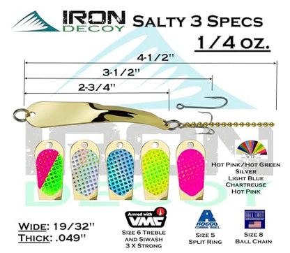 IRON DECOY Salty Fishing Lure Spoon, Saltwater, Casting, Trolling, Jigging, Seatrout, Striped Bass, Mackerel, Snook, Tarpon, Bluefish, Salmon - color: Gold, size: 1/4 OZ