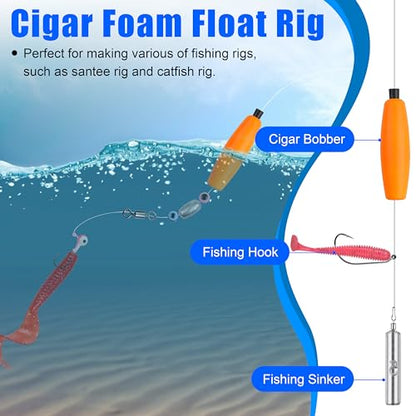 SILANON Peg Floats Fishing Bobbers,Foam Cigar Fishing Floats Bobbers Catfish Floats Slip Fishing Cork Bobbers with Pipe Plug for Catfish Santee Rig Freshwater Saltwater Fishing - size: 2.5 inch, style: Orange-30pcs